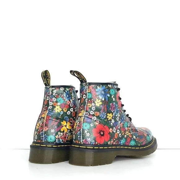 Dr Martens 101 Wanderlust Floral Leather Lace Up Ankle Boots Women’s 7 Shoes