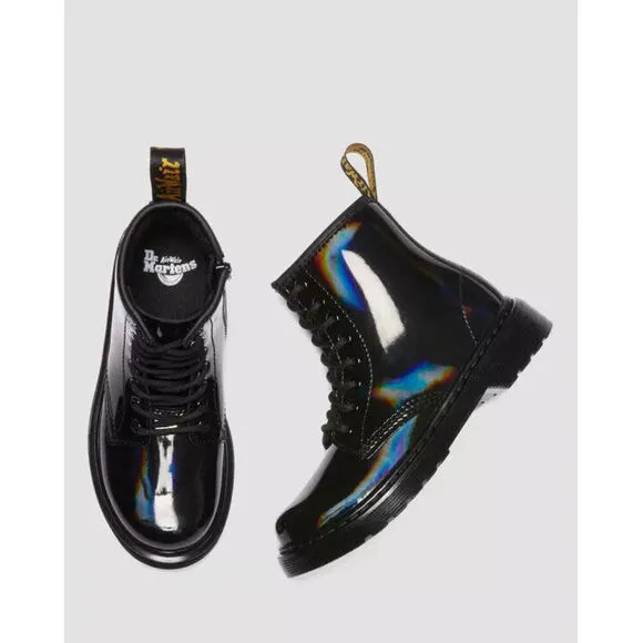 Dr. Martens 1460 30903001 Boots Kids Girls 2 Black Rainbow Patent Leather ZPO520