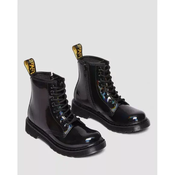 Dr. Martens 1460 30903001 Boots Kids Girls 2 Black Rainbow Patent Leather ZPO520