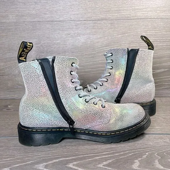 Dr Martens 1460 Pascal Iridescent Leather 8-Eye Women’s Sz 5 Rainbow Boots