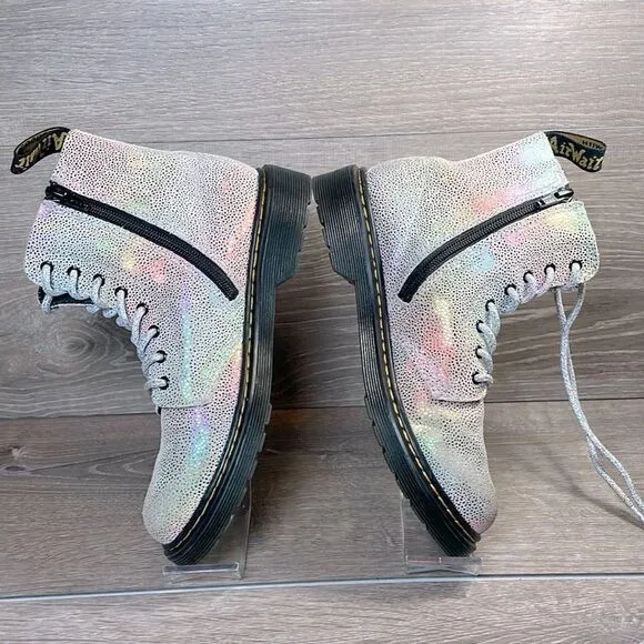 Dr Martens 1460 Pascal Iridescent Leather 8-Eye Women’s Sz 5 Rainbow Boots