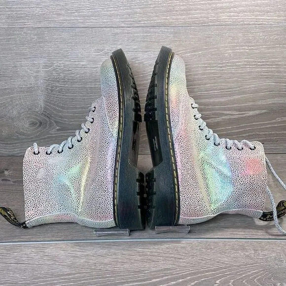 Dr Martens 1460 Pascal Iridescent Leather 8-Eye Women’s Sz 5 Rainbow Boots