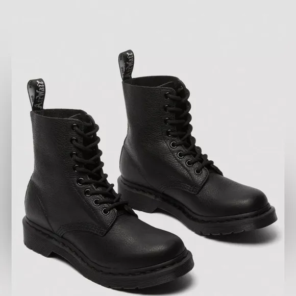 Dr. Martens 1460 Pascal Mono Black Lace-Up Leather Boots - NWT