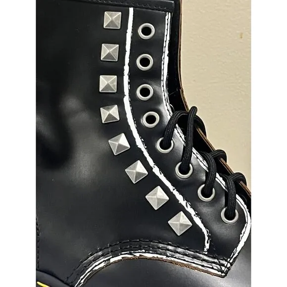 Dr. Martens 1460 Stud Boots •W 9/ M8•Studded Lace Up Combat Ankle Doc Black $178
