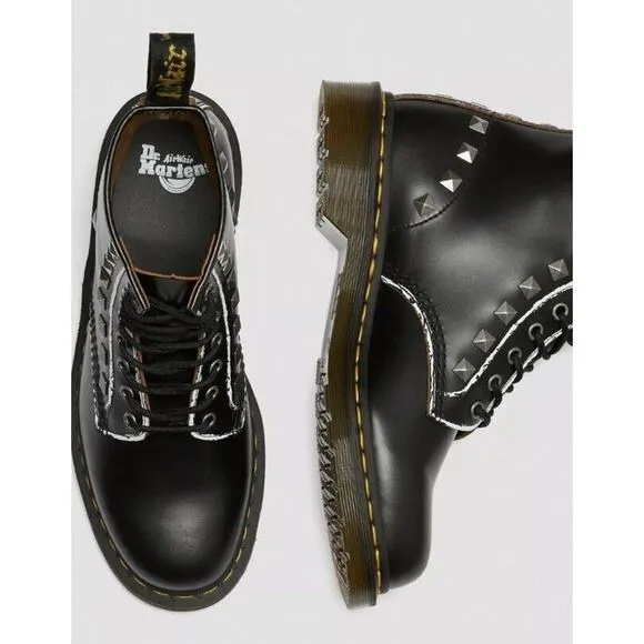 Dr. Martens 1460 Stud Boots •W 9/ M8•Studded Lace Up Combat Ankle Doc Black $178
