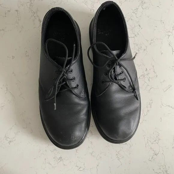 Dr. Martens 1461Y Slip Resistant Youth Black Leather Oxford Shoes Size 7 AW004