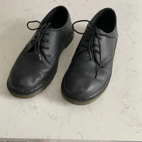 Dr. Martens 1461Y Slip Resistant Youth Black Leather Oxford Shoes Size 7 AW004
