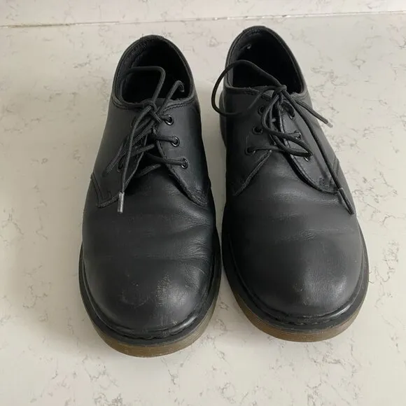 Dr. Martens 1461Y Slip Resistant Youth Black Leather Oxford Shoes Size 7 AW004