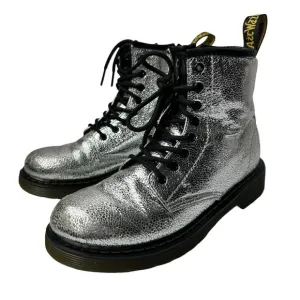 Dr Martens airwair with bouncing soles lace zip boots metallic silver size US 3