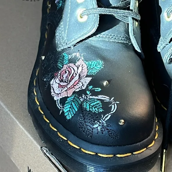 Dr. Martens Black Floral Embroidered Boots