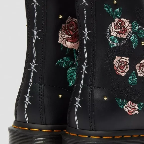 Dr. Martens Black Floral Embroidered Boots