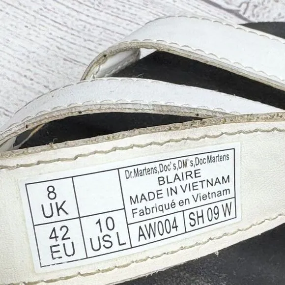 Dr. Martens Blaire White Leather Platform Sandals Chunky‎ Strappy Women's 10