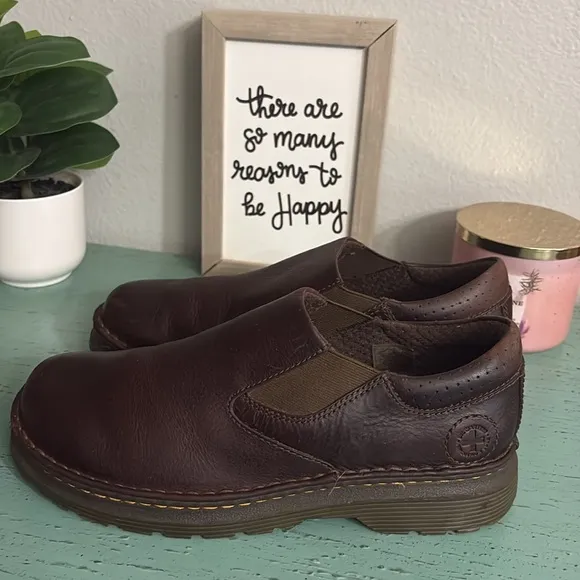 Dr Martens  Brown Leather Slip-On Shoes SZ 9 M L 10 box 20 (D)