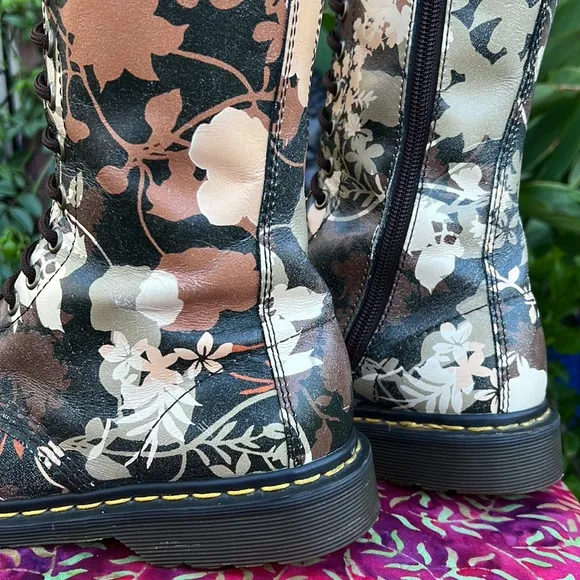 Dr. Martens Cerys Pointed Toe Floral 14 Eye Tall Boots