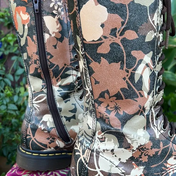 Dr. Martens Cerys Pointed Toe Floral 14 Eye Tall Boots