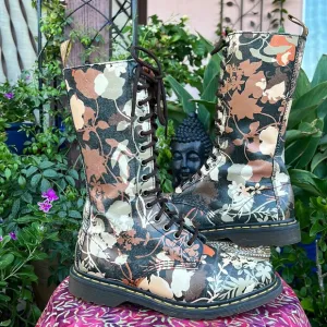 Dr. Martens Cerys Pointed Toe Floral 14 Eye Tall Boots