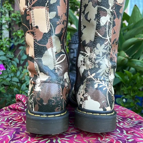Dr. Martens Cerys Pointed Toe Floral 14 Eye Tall Boots