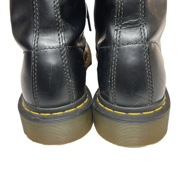 Dr. Martens Combat Boots, Size 8, Black Smooth Leather