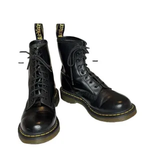 Dr. Martens Combat Boots, Size 8, Black Smooth Leather