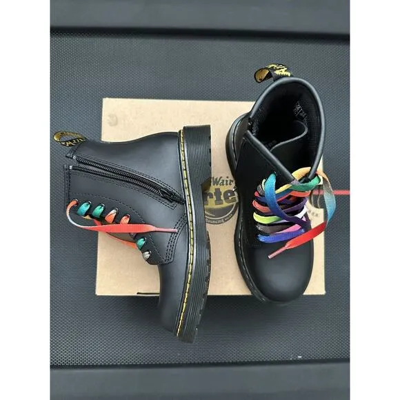 Dr. Martens Doc 1460 J Juniors Original Leather Lace Up Boots, Black, Size US 13