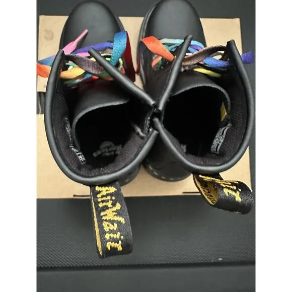 Dr. Martens Doc 1460 J Juniors Original Leather Lace Up Boots, Black, Size US 13