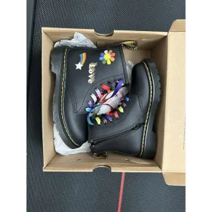 Dr. Martens Doc 1460 J Juniors Original Leather Lace Up Boots, Black, Size US 13