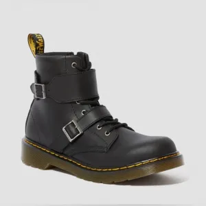 DR. MARTENS Double Buckle Girls Leather Boots