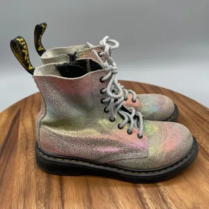 Dr. Martens Juniors 1460 Pascal Rainbow Iridescent Lace Up Boots Girls Size 2