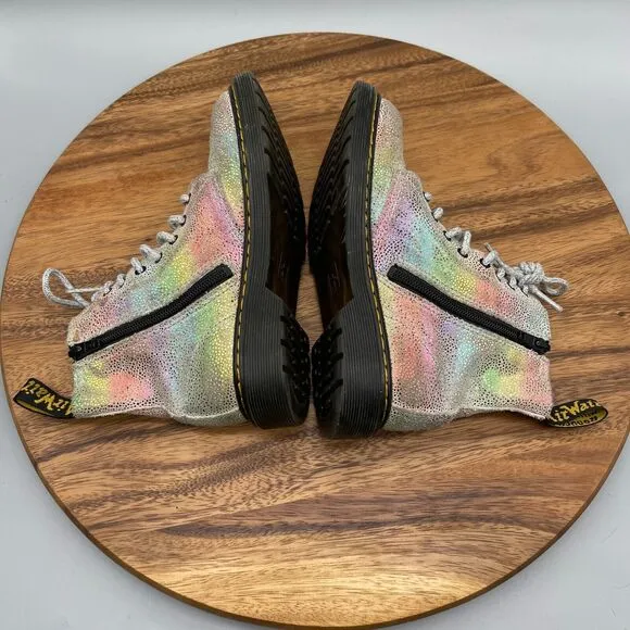 Dr. Martens Juniors 1460 Pascal Rainbow Iridescent Lace Up Boots Girls Size 2