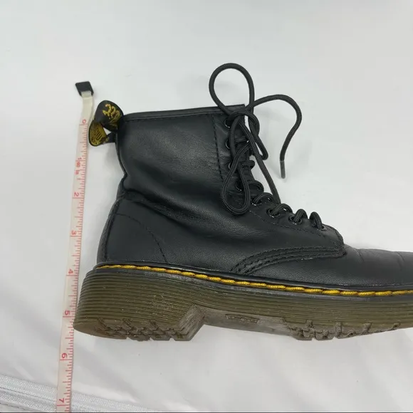 Dr Martens Kids Black Leather Lace Up Air Wair Boots Size 12