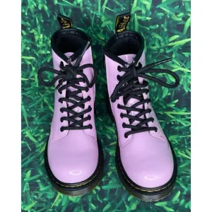 Dr Martens Lace-Up Side Zip Airwair Boots Pink Patent Leather Kids Toddler Sz 13