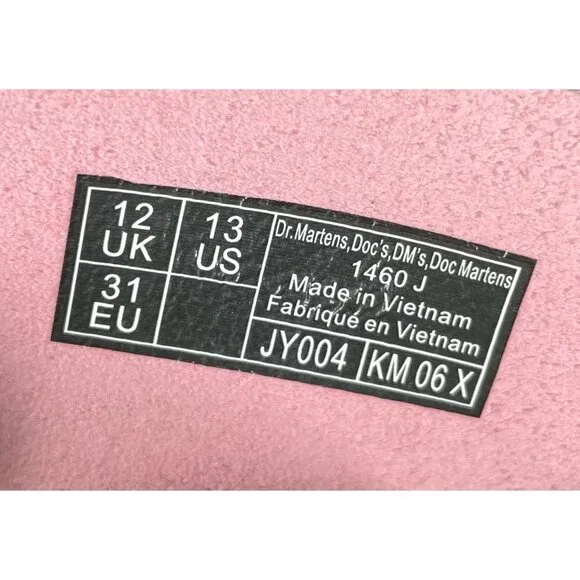Dr Martens Lace-Up Side Zip Airwair Boots Pink Patent Leather Kids Toddler Sz 13