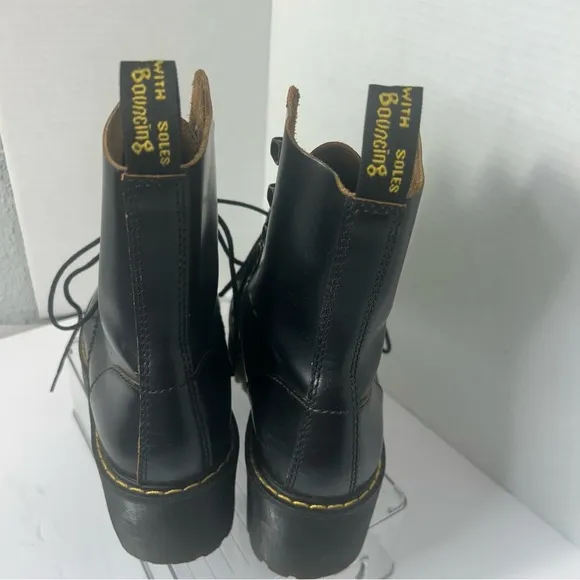 Dr Martens Leona Smooth Leather Combat Boots Heel Goth Witchy