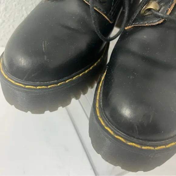 Dr Martens Leona Smooth Leather Combat Boots Heel Goth Witchy