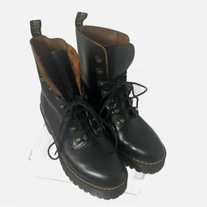 Dr Martens Leona Smooth Leather Combat Boots Heel Goth Witchy