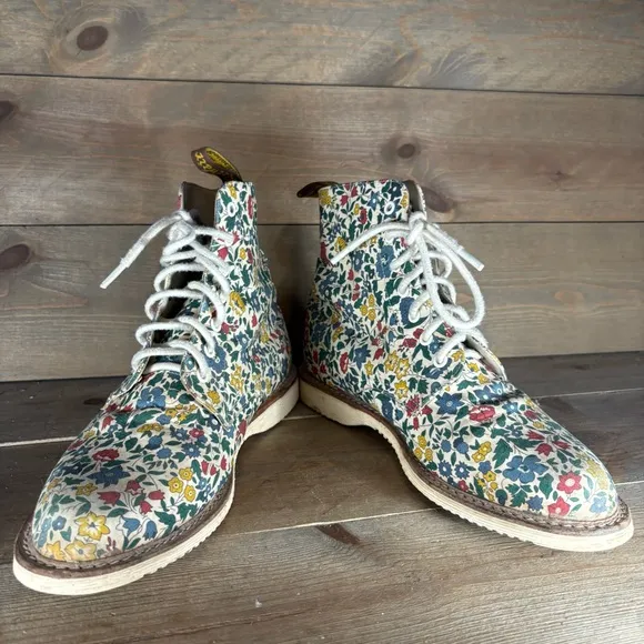dr martens liberty womens size 11 shoes floral multicolor lace up combat boots