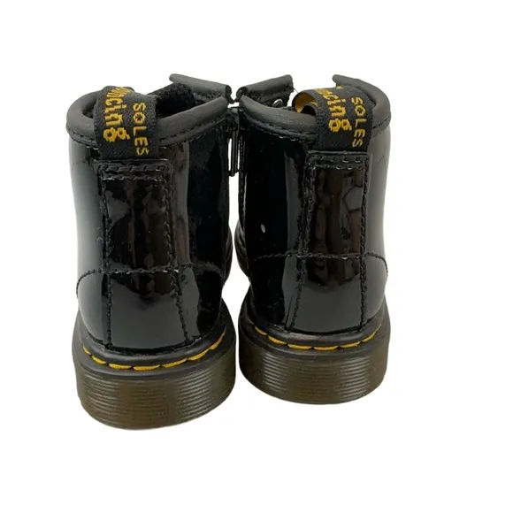 Dr Martens Little Kids Toddler Size 6 Black Lace-Up Patent Lamper Boots 1460 I