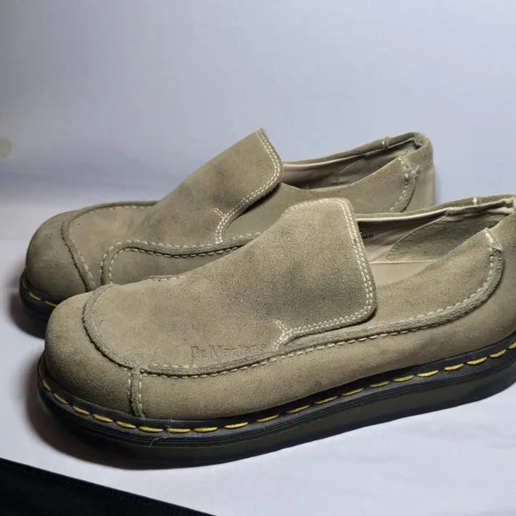 Dr Martens Mens Made In England Slip On Tan Suede Shoes sz 7