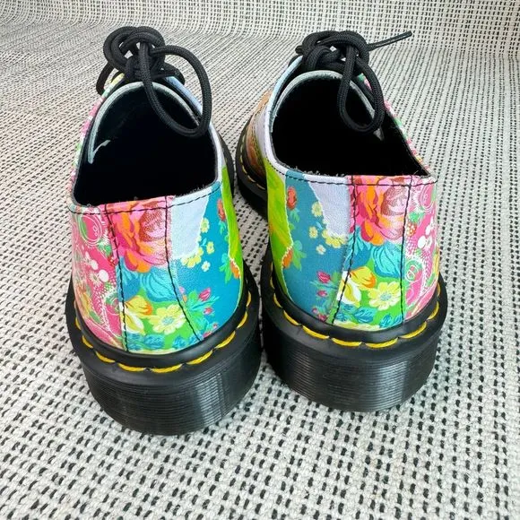 DR MARTENS MULTICOLOR PINK FLORAL SMITHS DAZE MULTI LACE UP OXFORDS SHOES SZ 6