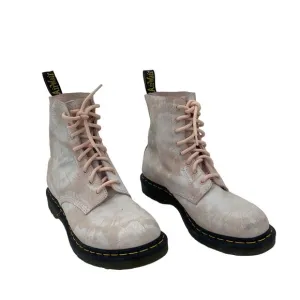 Dr. Martens Pink White Tie Dye Leather Combat Boots, Women's Size 10, Preowned