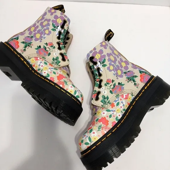 Dr Martens Sinclair Floral Mash‎ Up Platform Boots, NEW, Size 5|EUR 36