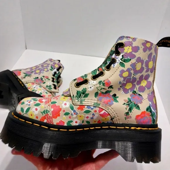 Dr Martens Sinclair Floral Mash‎ Up Platform Boots, NEW, Size 5|EUR 36
