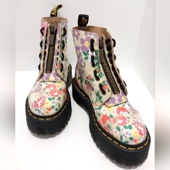 Dr Martens Sinclair Floral Mash‎ Up Platform Boots, NEW, Size 5|EUR 36