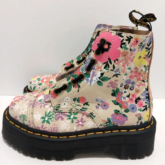 Dr Martens Sinclair Floral Mash‎ Up Platform Boots, NEW, Size 5|EUR 36