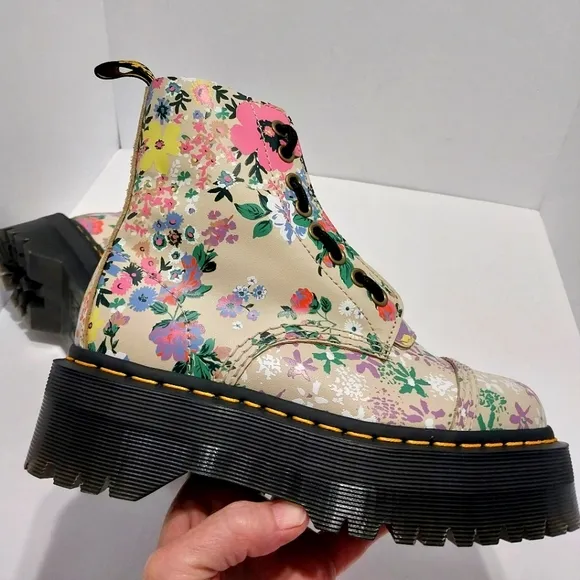 Dr Martens Sinclair Floral Mash‎ Up Platform Boots, NEW, Size 5|EUR 36