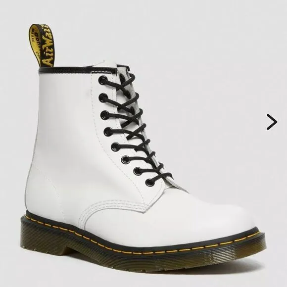 Dr Martens Size 7 Airwalk Original Smooth Leather White Combat Lace Up Boots