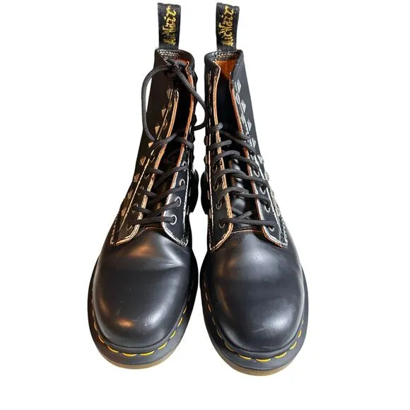 Dr. Martens Studded 1460 Black Smooth Leather Boots Women Size 9 (Mens 8 EU 41)