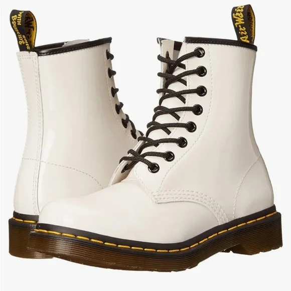 Dr. Martens White 1460 W Smooth Leather Lace Up Boots