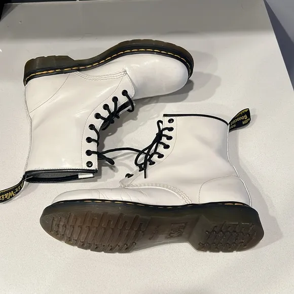 Dr. Martens White 1460 W Smooth Leather Lace Up Boots