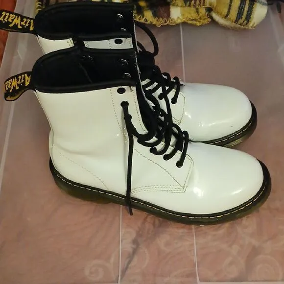 Dr. Martens White Leather Boots